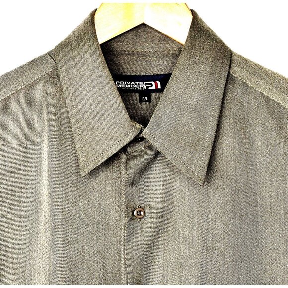 Private Member Mens Shirt Button Up Long Sleeve Casual Gray Size Large - Picture 3 of 9